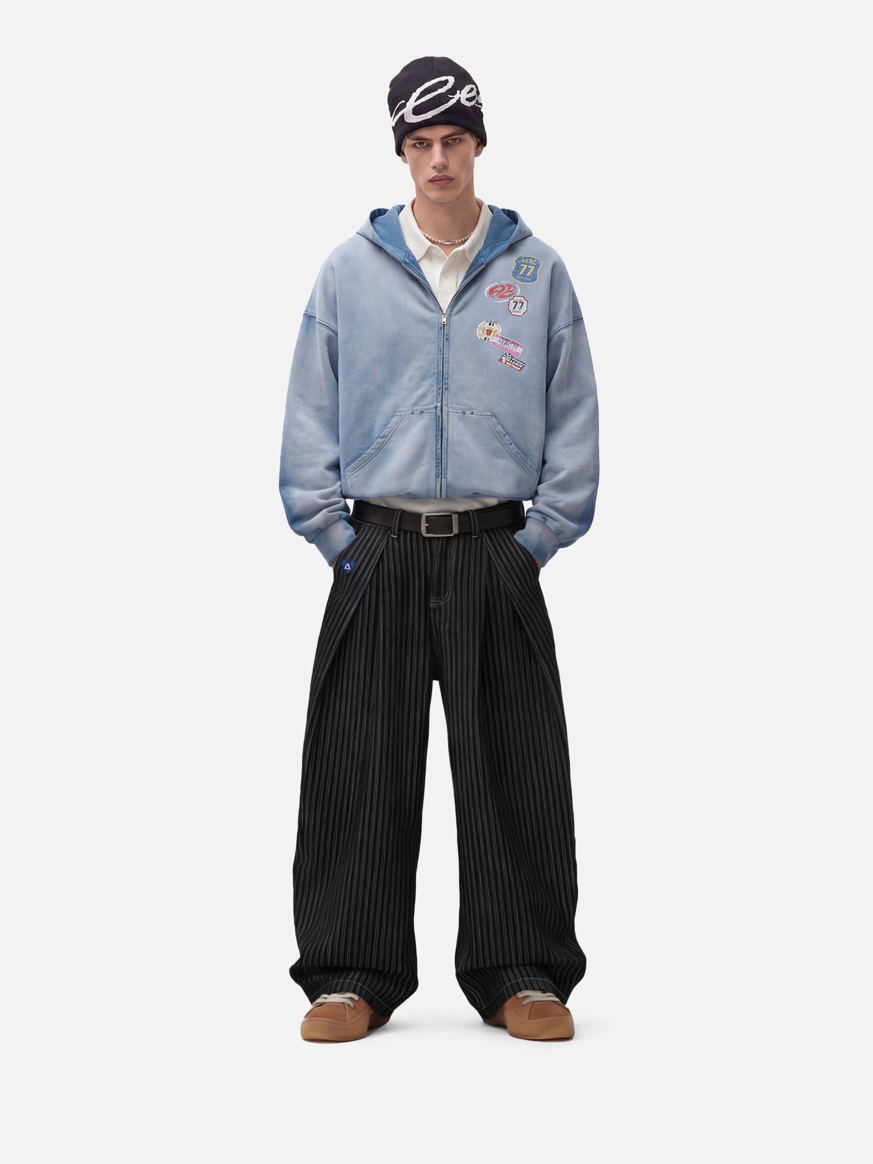 Aelfric Eden Pinstripe Baggy Barrel Jeans