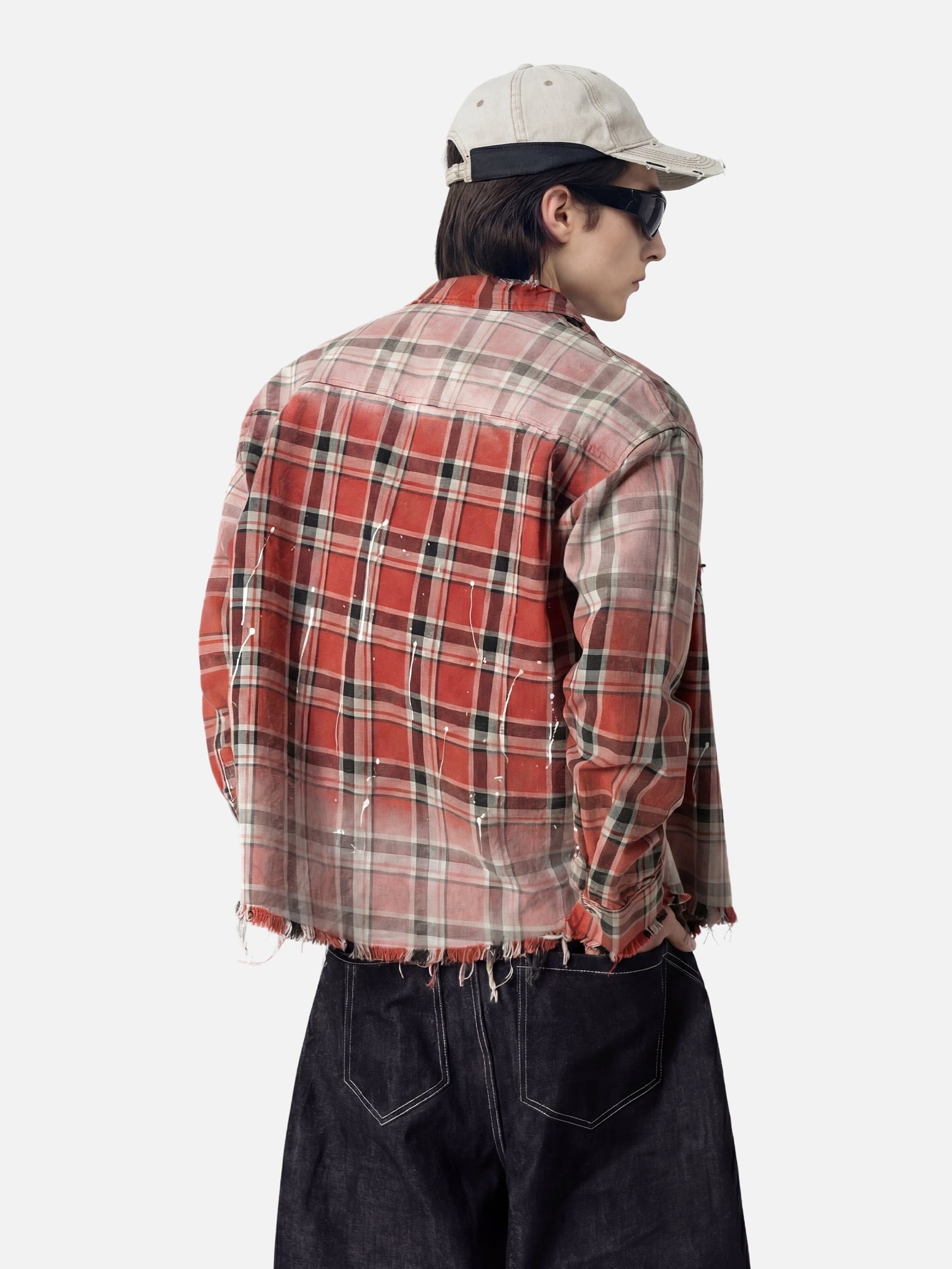 Aelfric Eden Plaid Distressed Long Sleeve Shirt