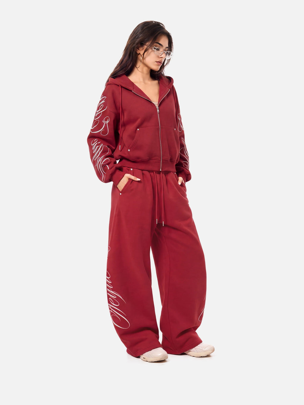Aelfric Eden Boxy Script Embroidery Hoodie Sets