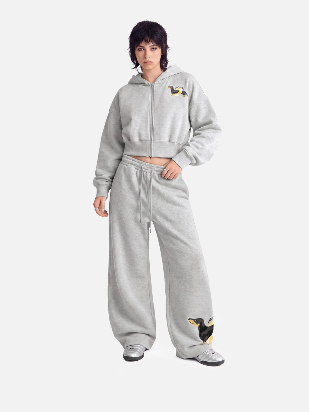 Aelfric Eden Cropped Dachshund Zip Up Hoodie