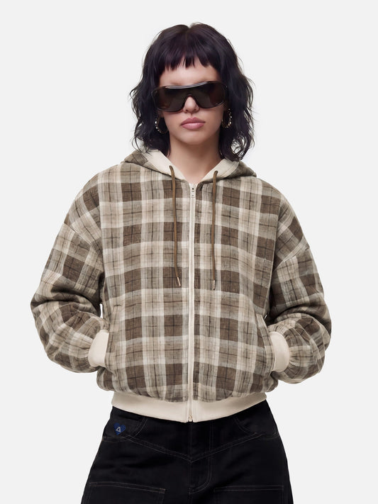 Aelfric Eden Boxy Reversible Plaid Zip Up Hoodie
