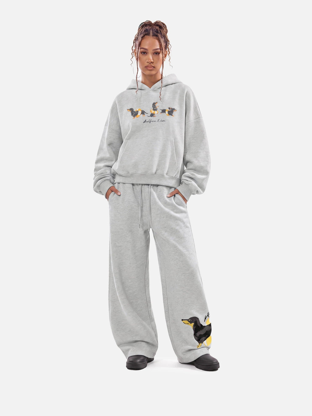 Aelfric Eden Boxy Dachshund Graphic Pullover Hoodie