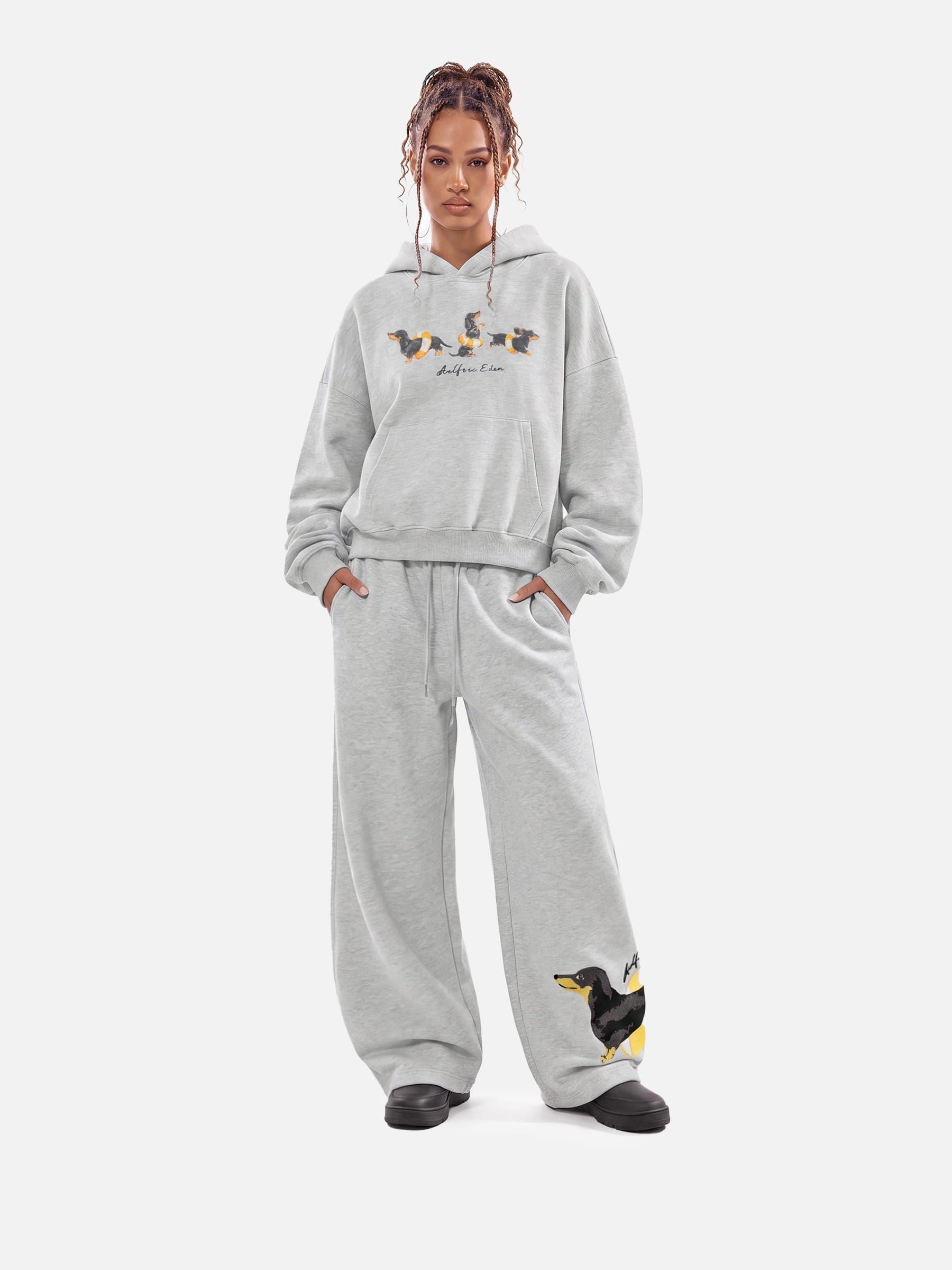 Aelfric Eden Boxy Dachshund Graphic Pullover Hoodie