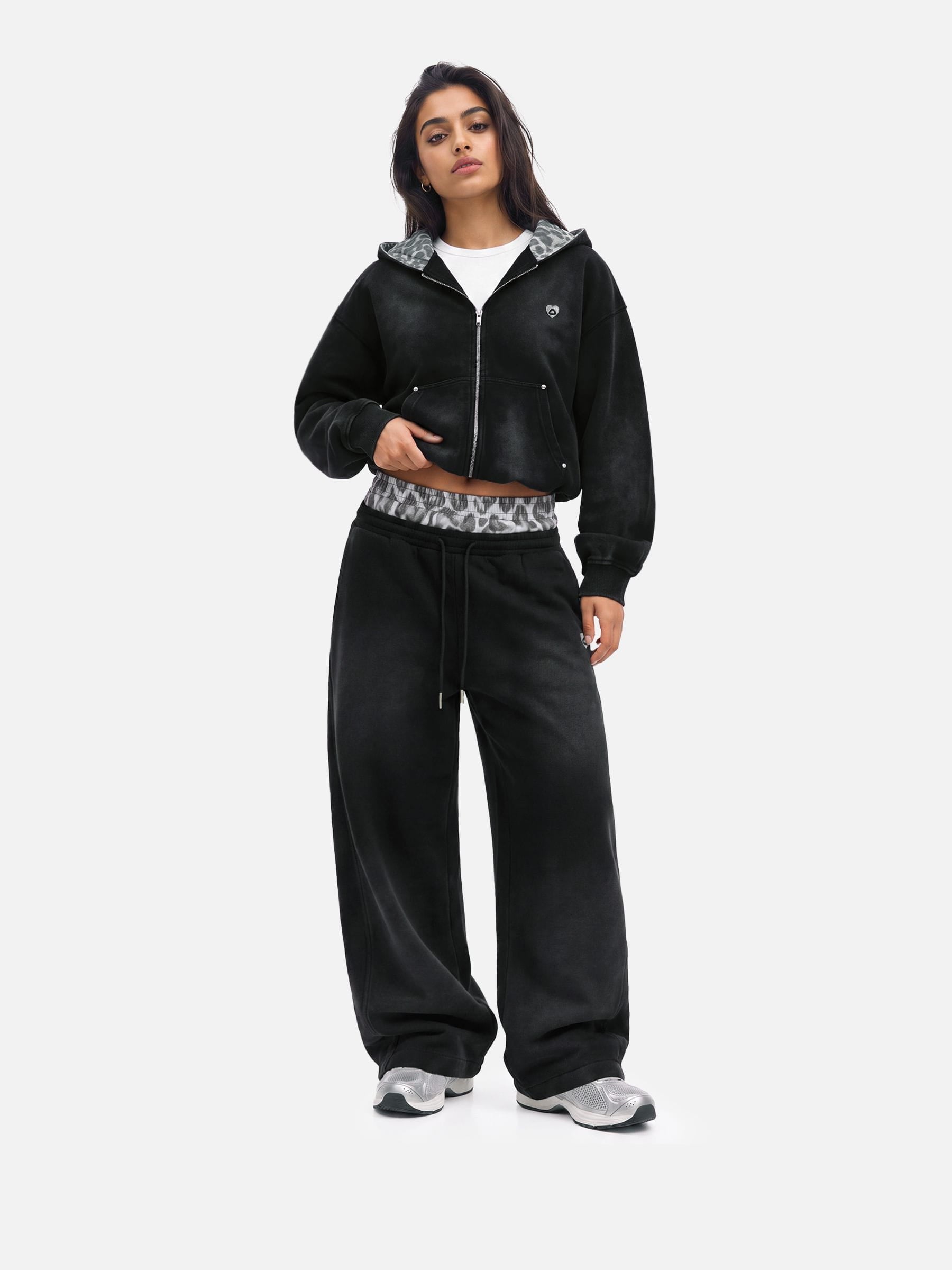 Aelfric Eden Boxy Leopard Hood Zip Up Hoodie