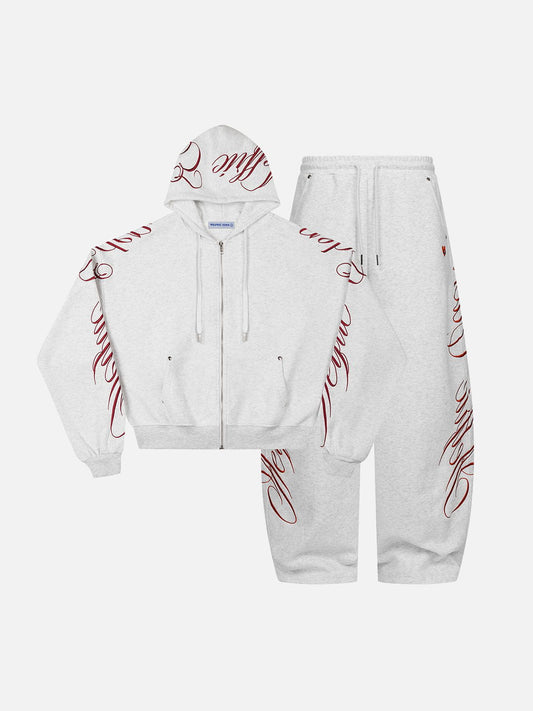 Aelfric Eden Boxy Script Embroidery Hoodie Sets