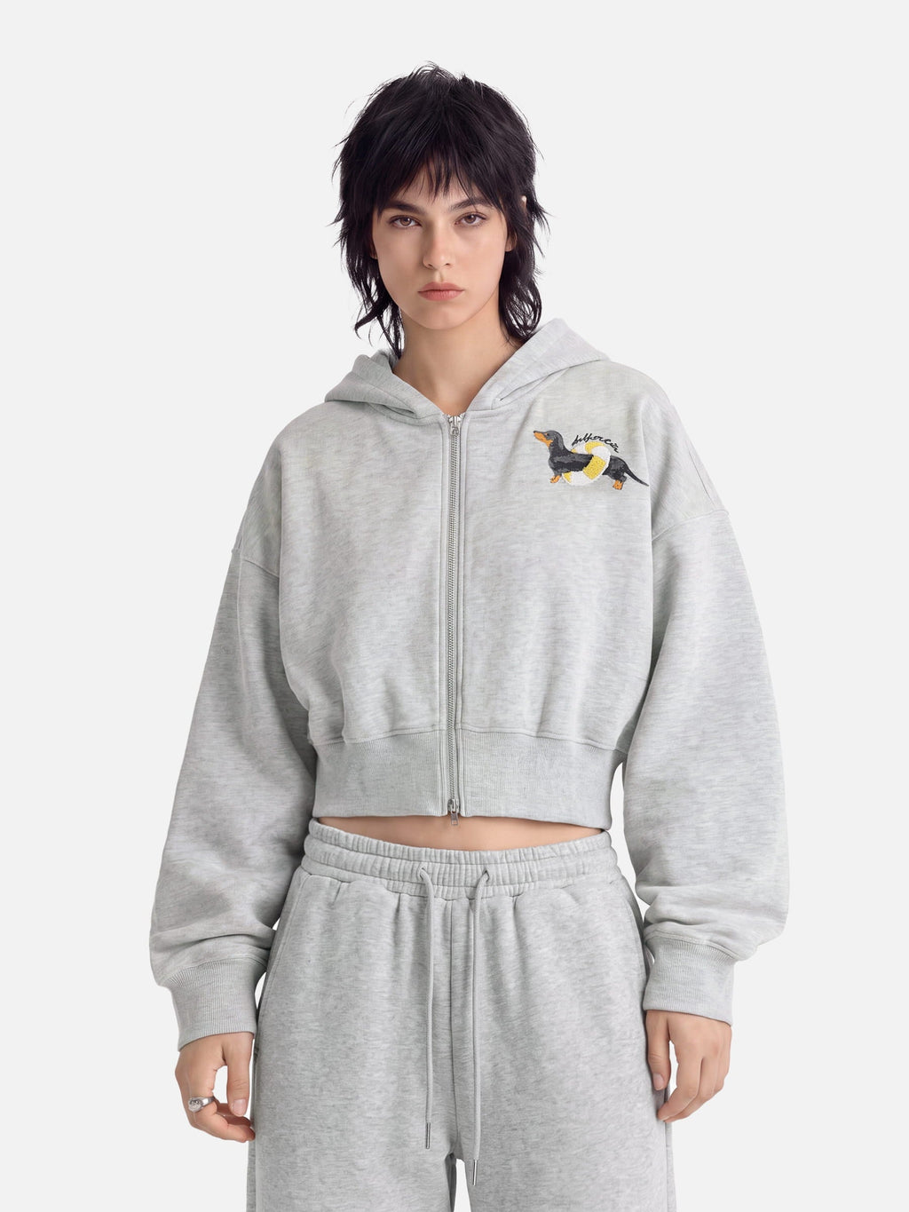 Aelfric Eden Cropped Dachshund Zip Up Hoodie