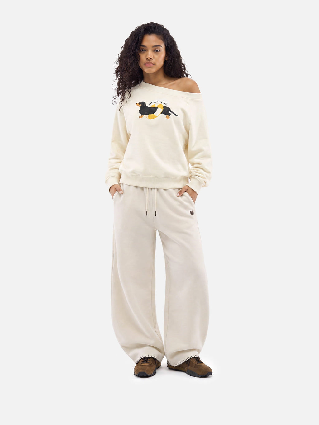 Aelfric Eden Dachshund Off-The-Shoulder Sweatshirt