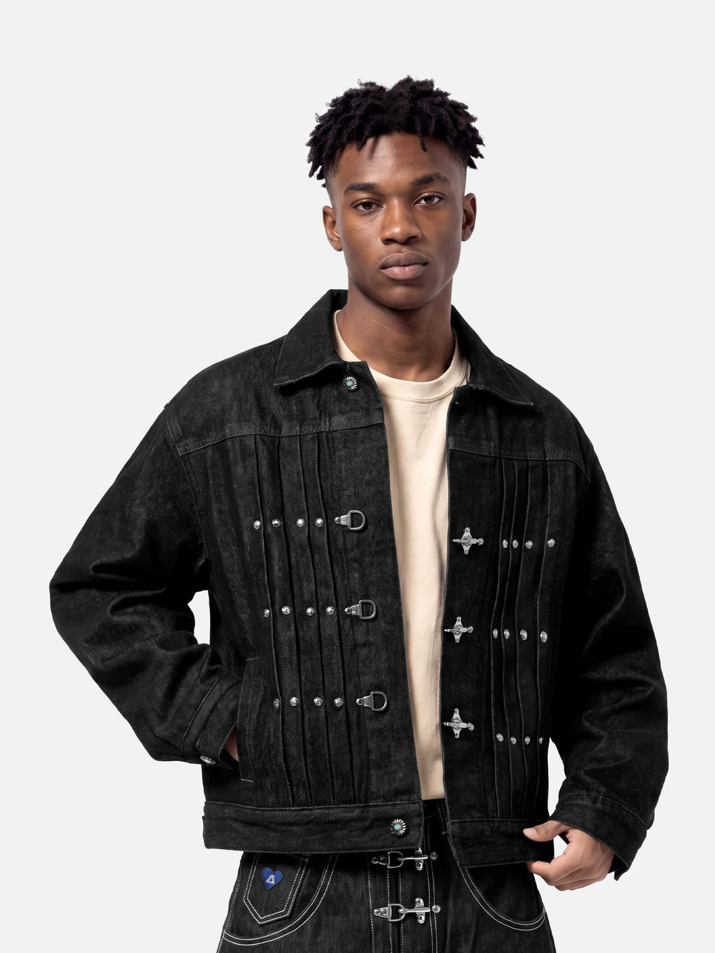 Aelfric Eden Pleated Metal Button Denim Jacket
