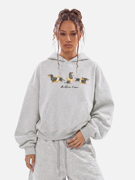 Aelfric Eden Boxy Dachshund Graphic Pullover Hoodie