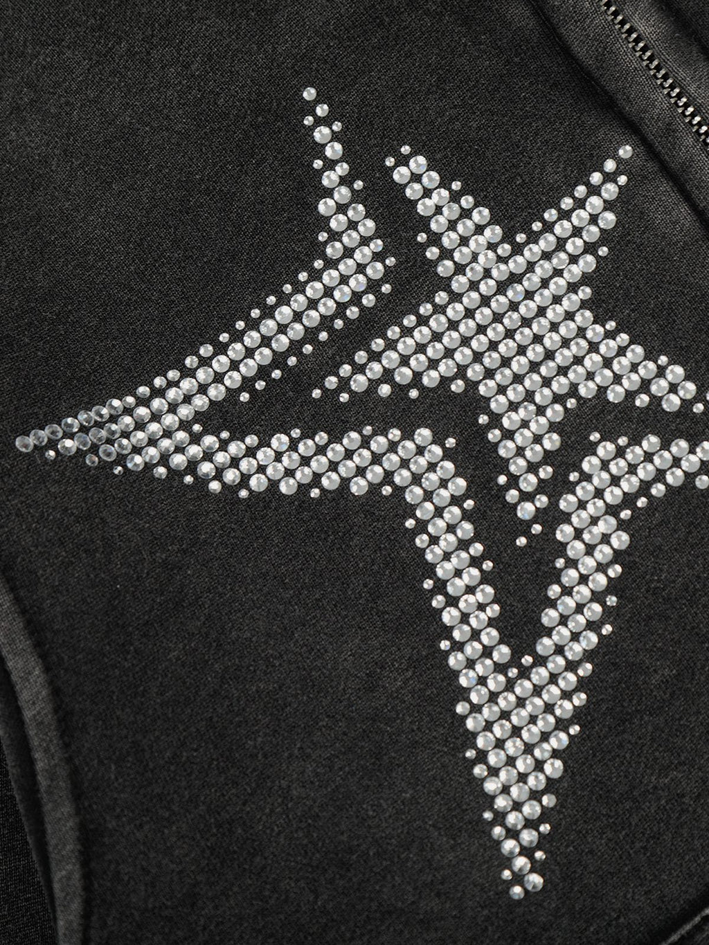Aelfric Eden Cropped Rhinestone Star Zip Up Hoodie