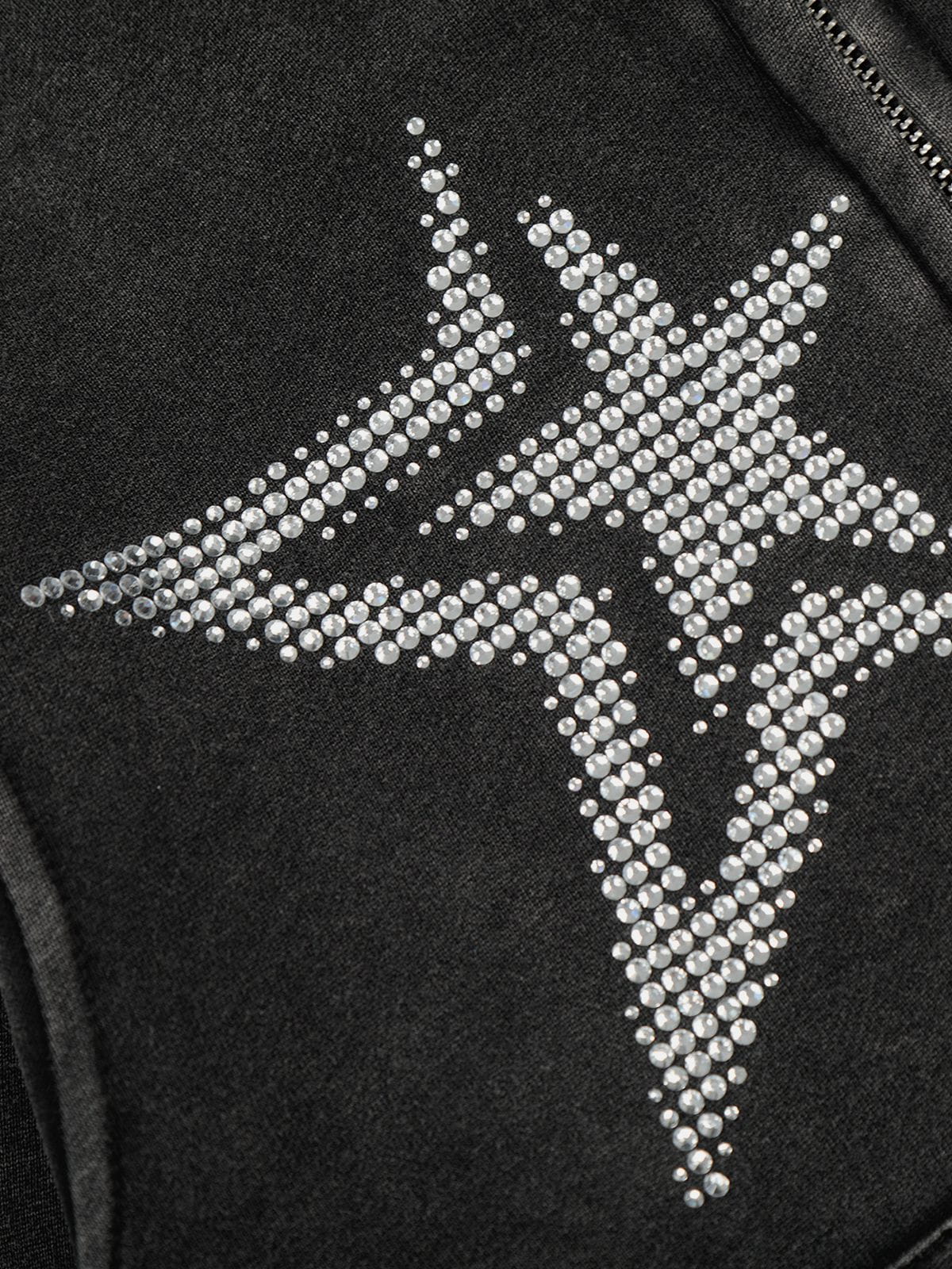 Aelfric Eden Cropped Rhinestone Star Zip Up Hoodie
