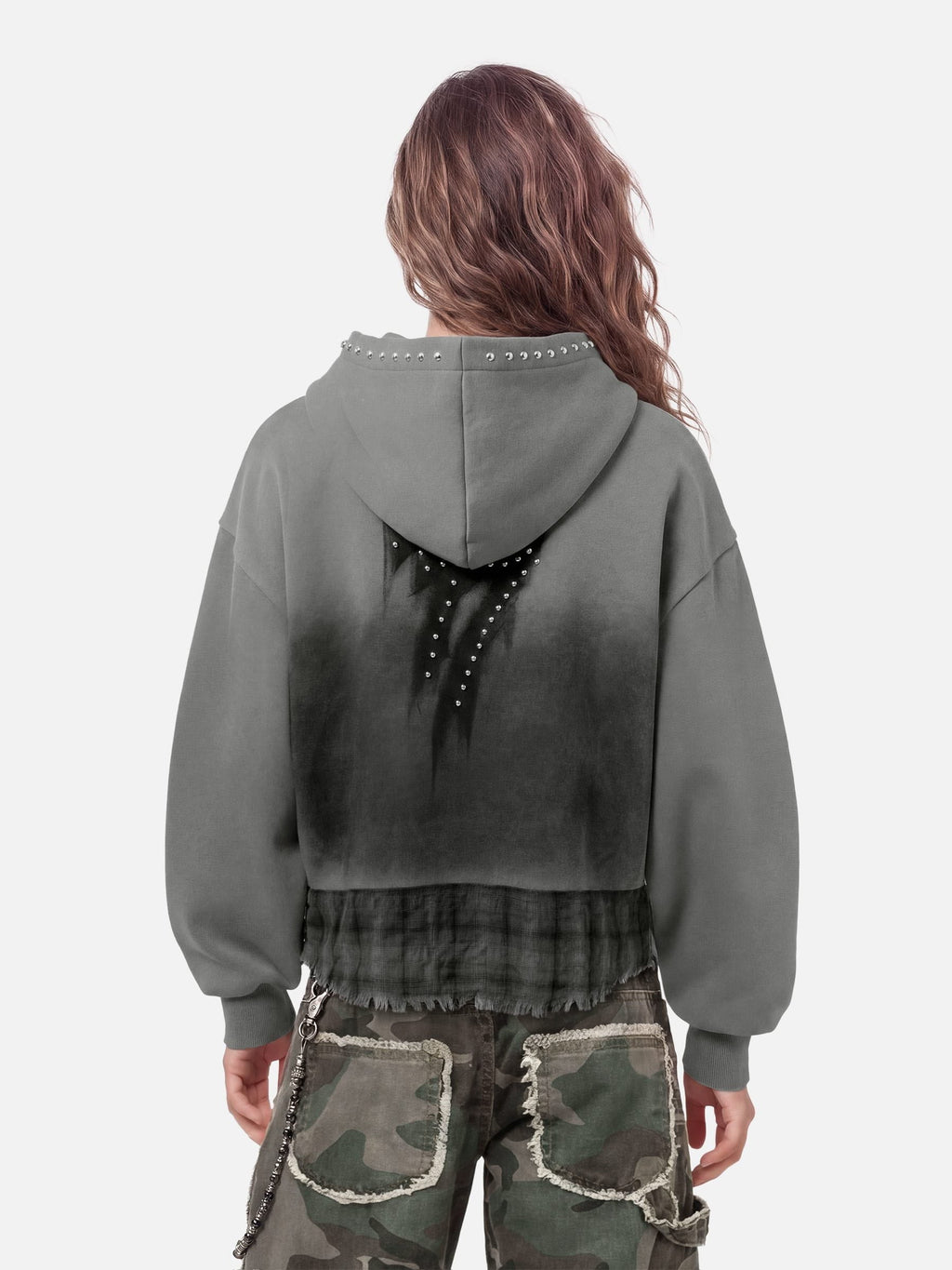 Aelfric Eden Boxy Washed Studded Zip Up Hoodie