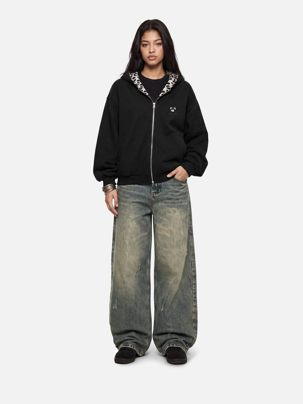 Aelfric Eden Reversible Leopard Zip Up Hoodie