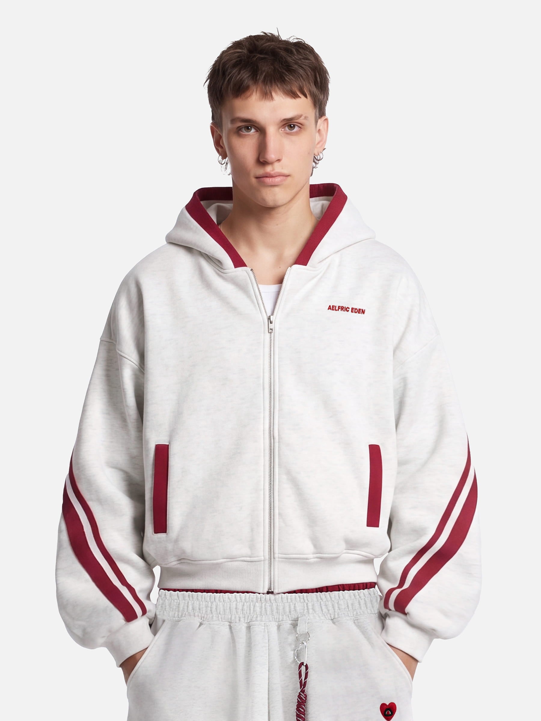 Aelfric Eden Boxy Contrast Stripe Zip Up Hoodie