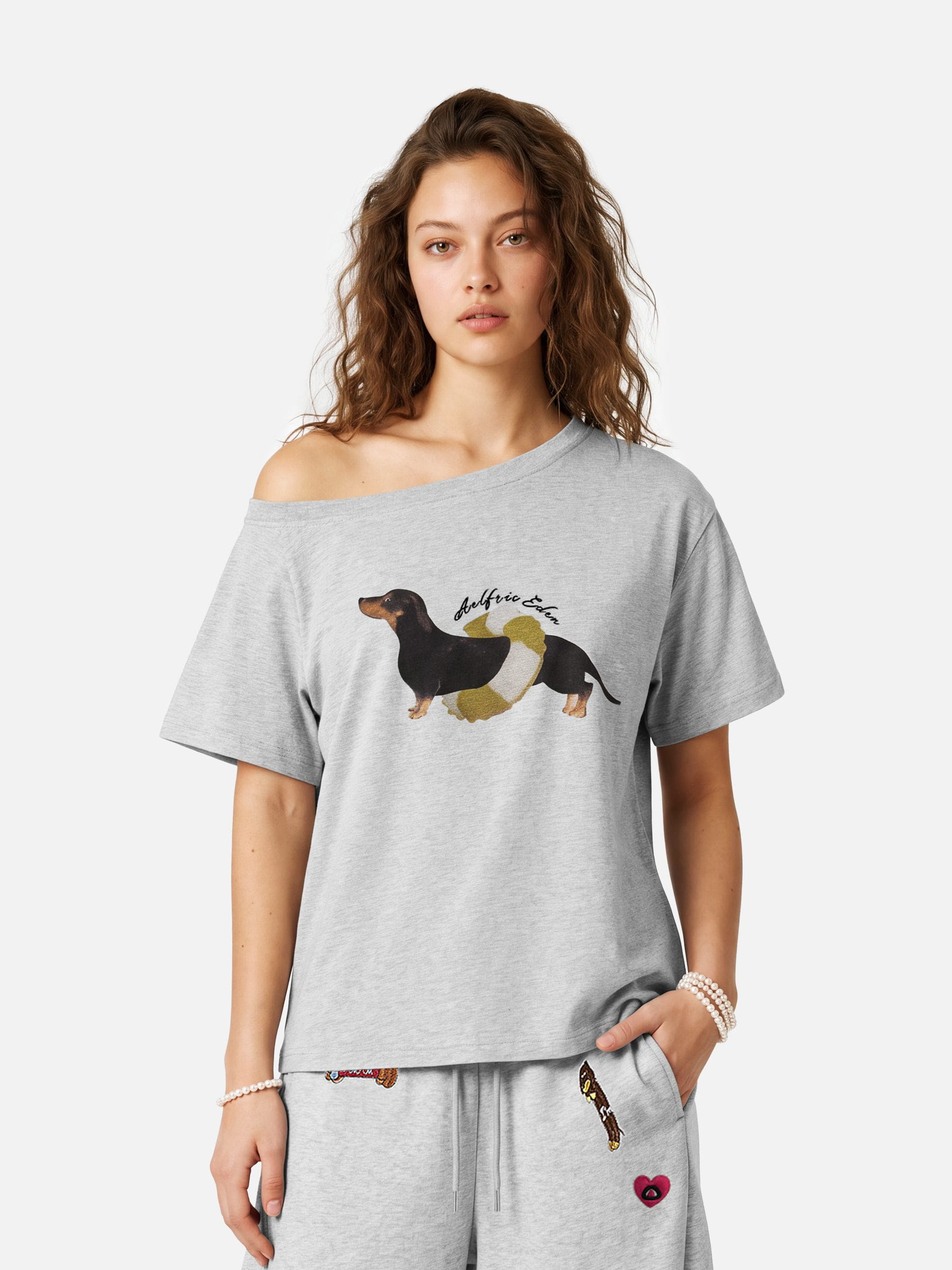 Aelfric Eden Dachshund Off-The-Shoulder Tee