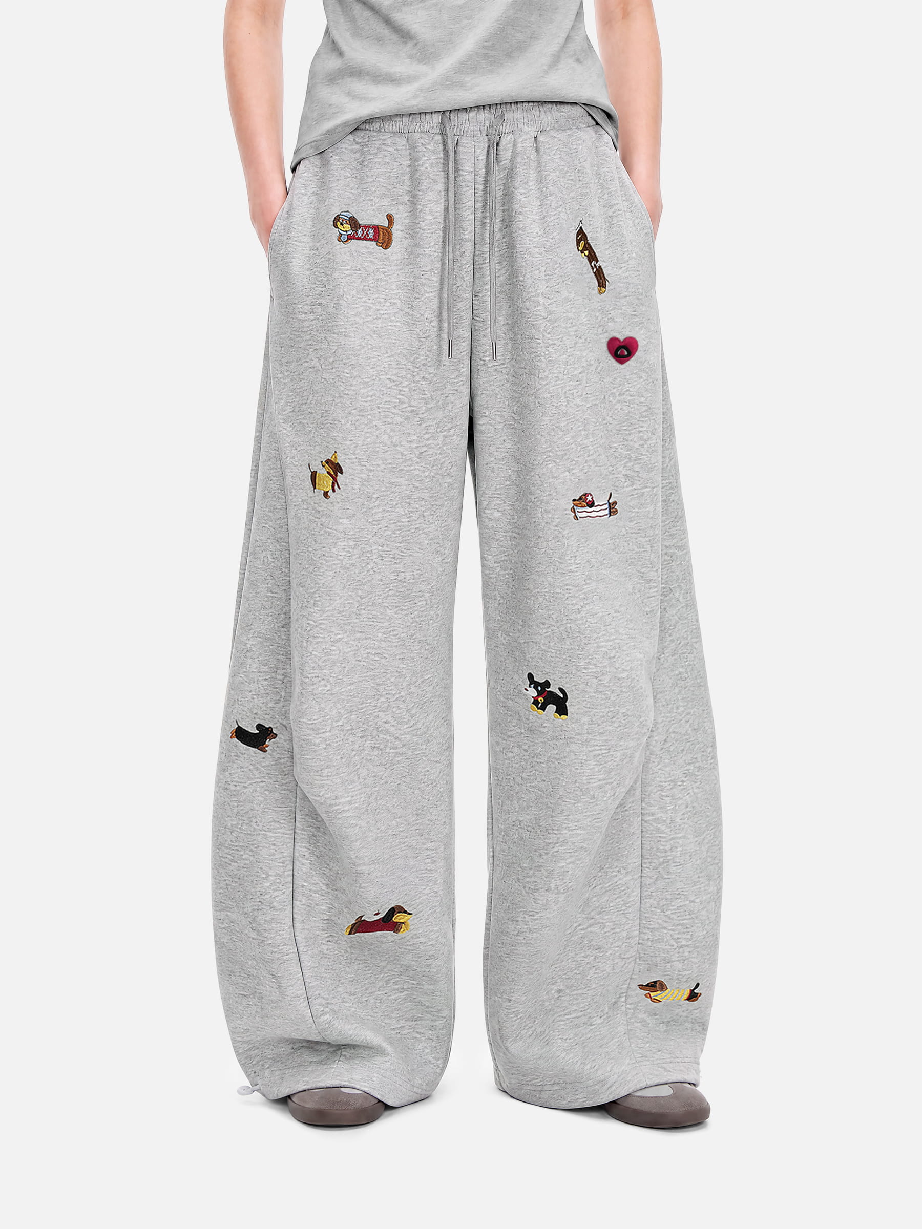 Aelfric Eden Embroidery Dog Baggy Barrel Sweatpants