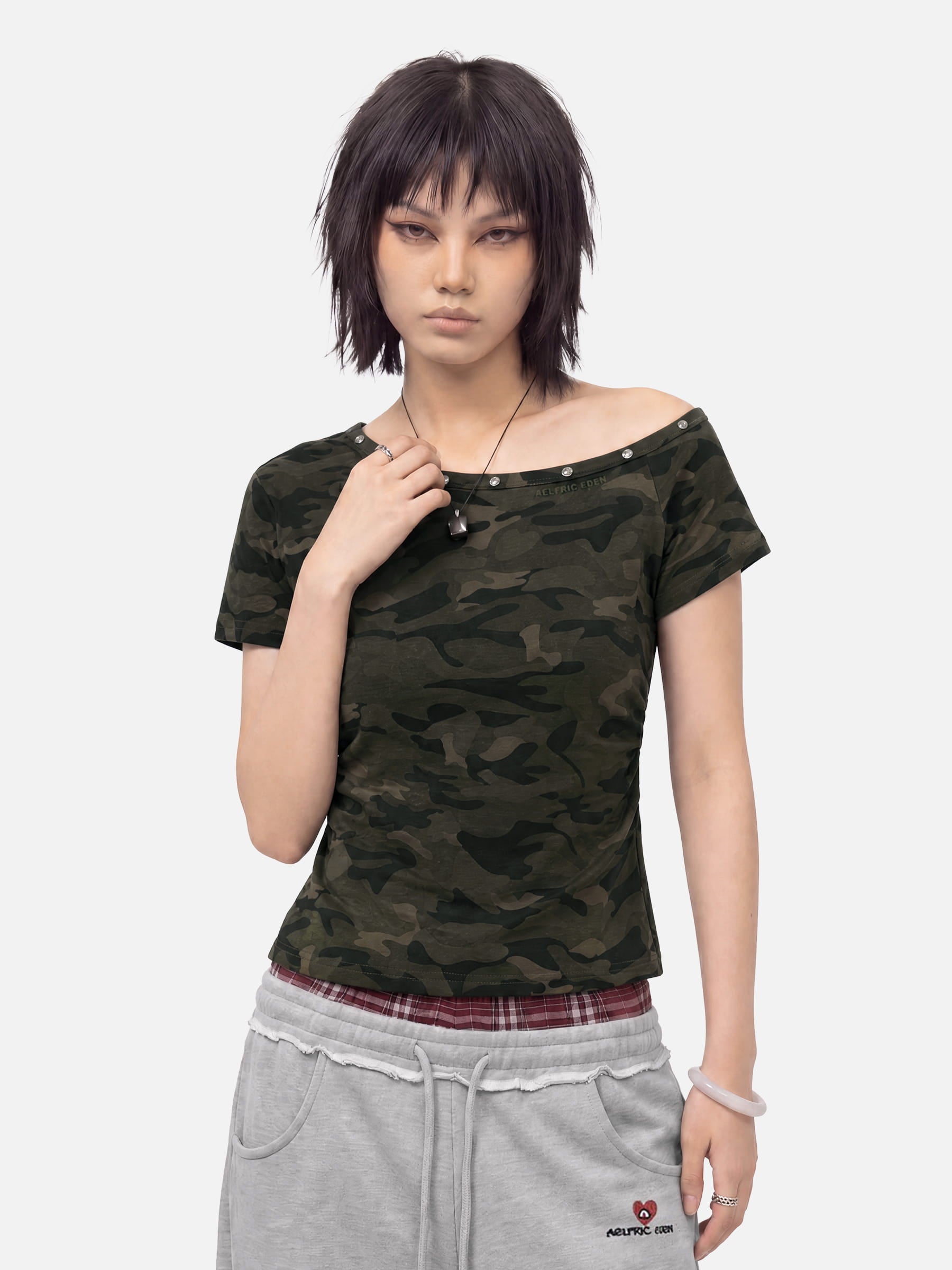 Aelfric Eden CAMO Off-The-Shoulder Baby Tee