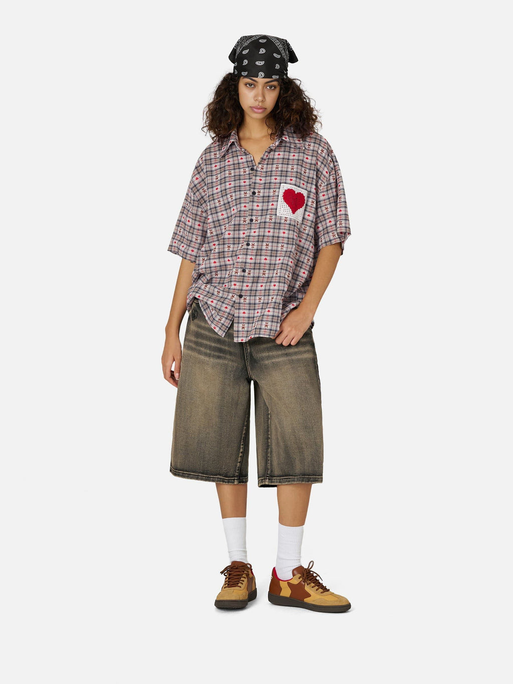 Aelfric Eden Crochet Heart Pocket Plaid Shirt
