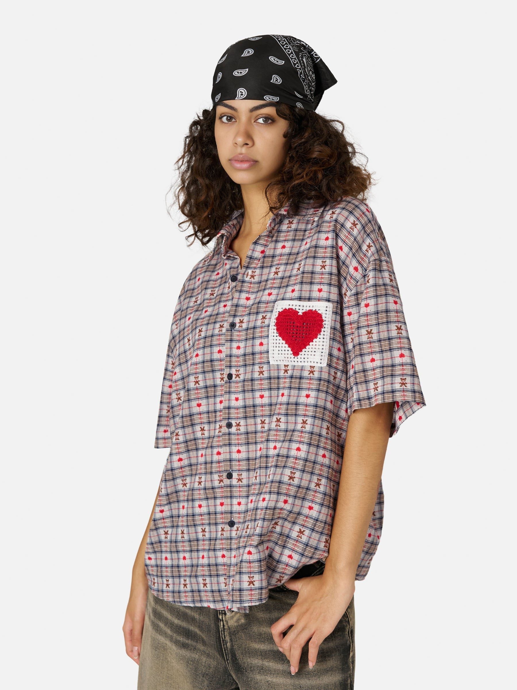 Aelfric Eden Crochet Heart Pocket Plaid Shirt