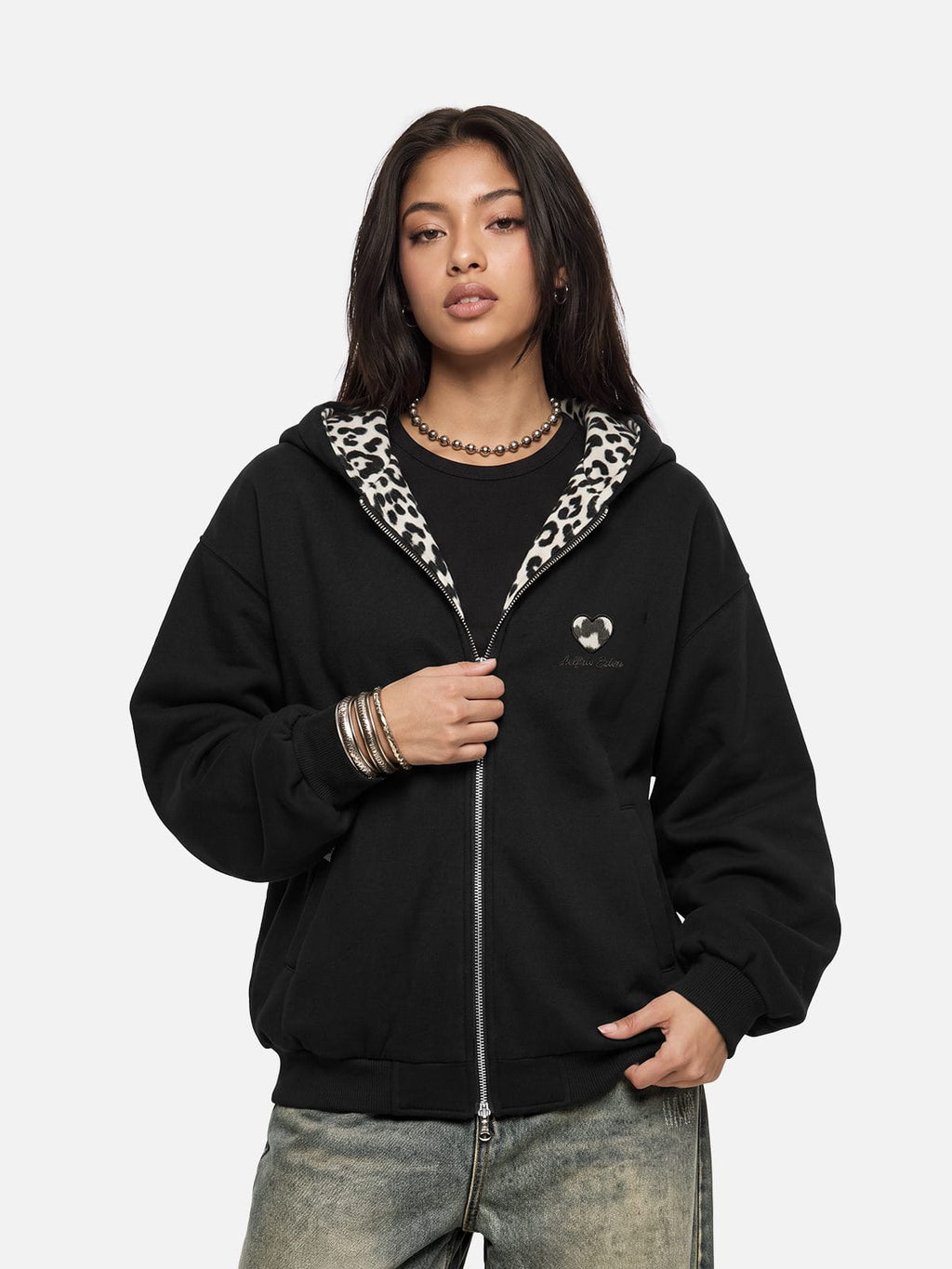 Aelfric Eden Reversible Leopard Zip Up Hoodie