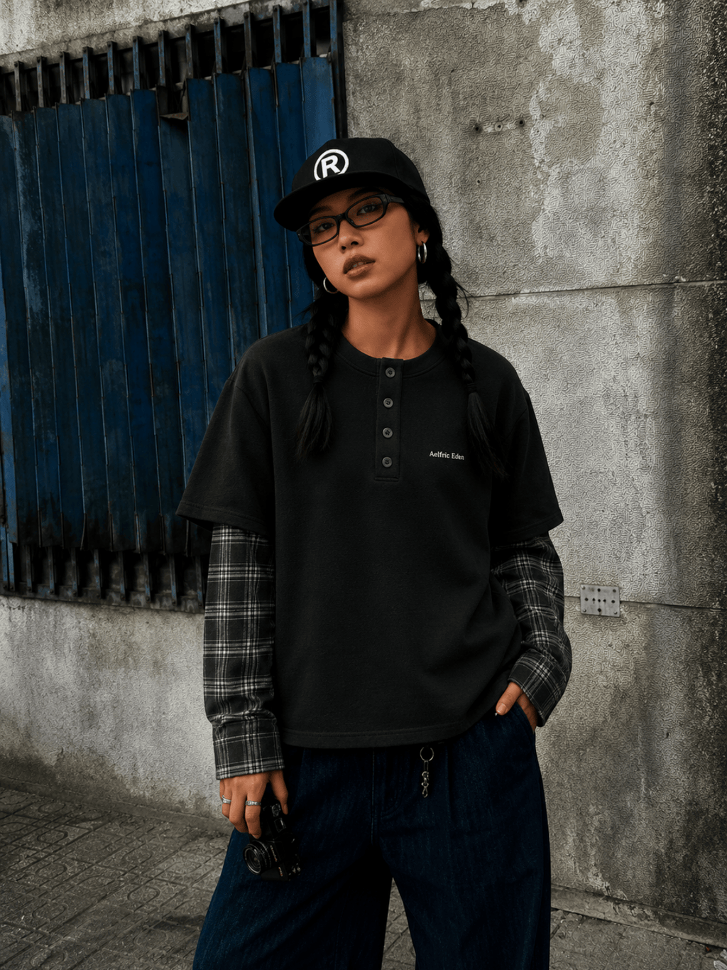 Aelfric Eden Plaid Layered Long Sleeve Tee