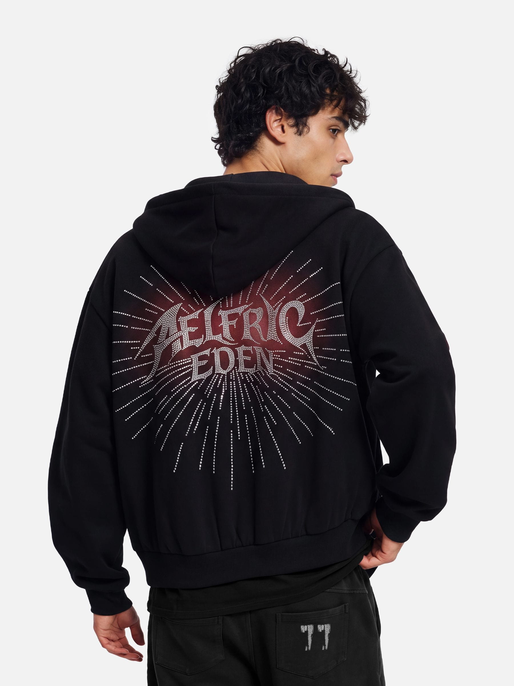Aelfric Eden Boxy Rhinestone Zip Up Hoodie