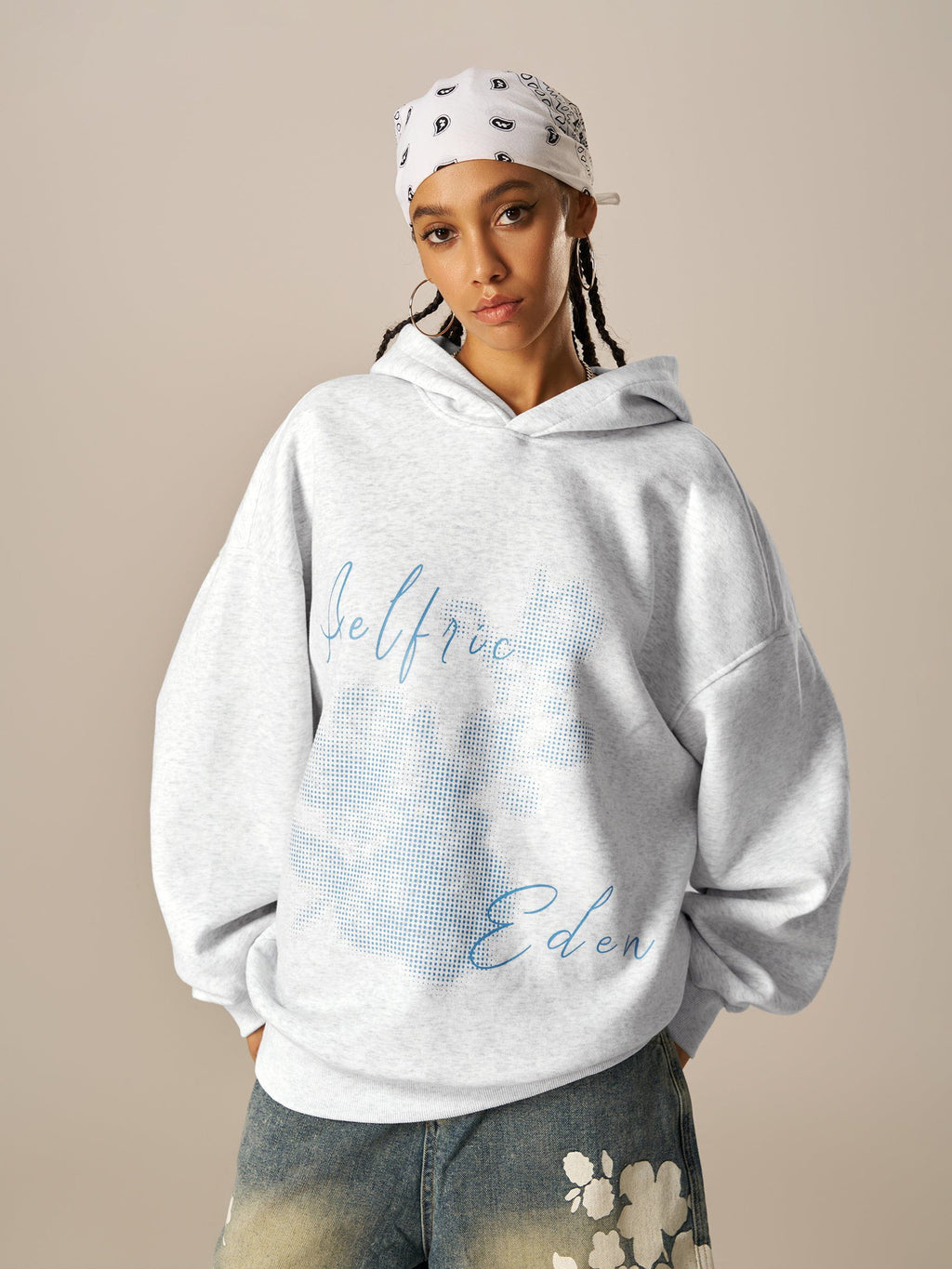 Aelfric Eden Oversized Flower Pattern Hoodie