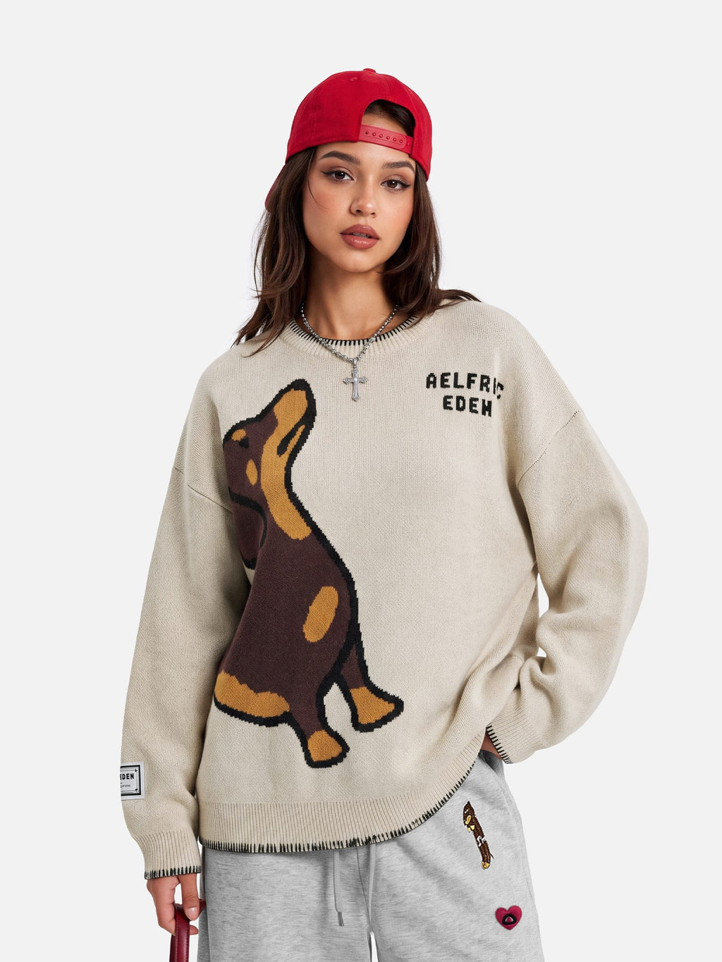 Aelfric Eden Hand Drawn Dachshund Jacquard Sweater