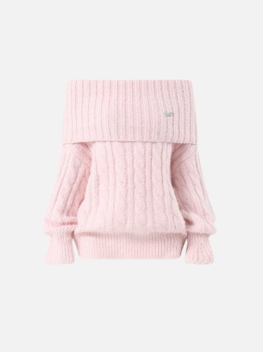 Aelfric Eden Cable Knit Off-The-Shoulder Sweater