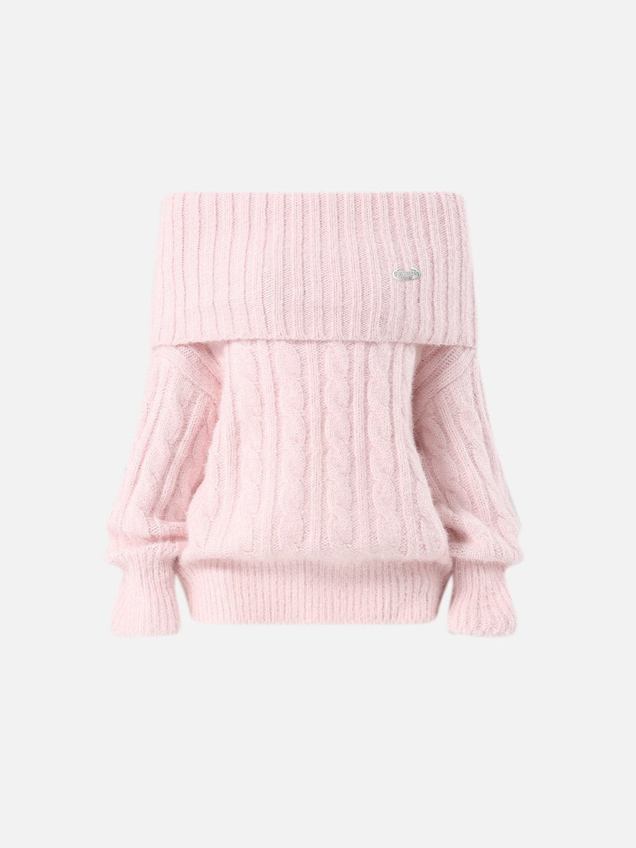 Aelfric Eden Cable Knit Off-The-Shoulder Sweater