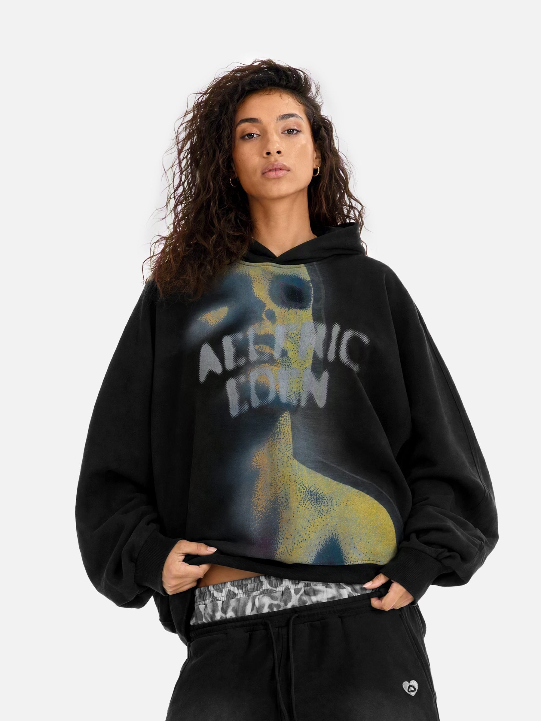 Aelfric Eden Oversized Thermal Pattern Pullover Hoodie