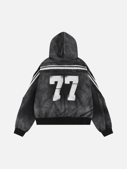 Aelfric Eden Boxy fit 77 Stripe Zip Hoodie – Acid Wash