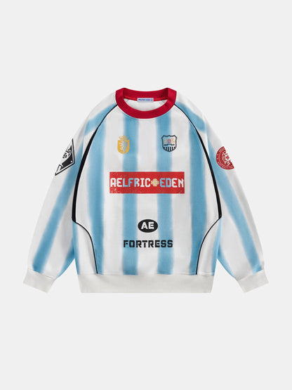 Aelfric Eden 77 Stripe Patchwork Print Sweatshirt