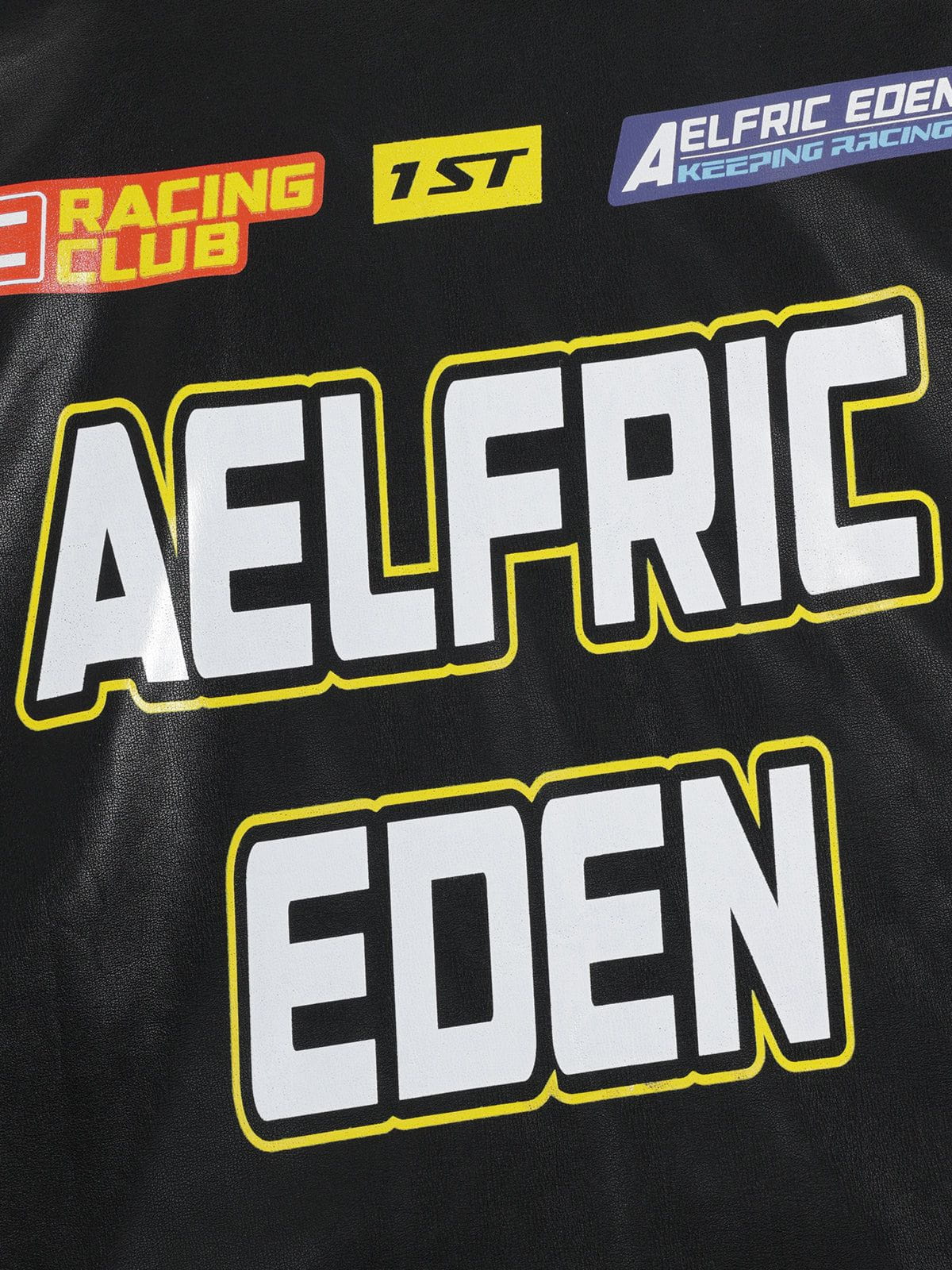 Aelfric Eden Racing Logo Patches Faux Leather Jacket