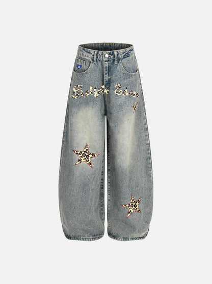 Aelfric Eden Leopard Star Panel Baggy Jeans