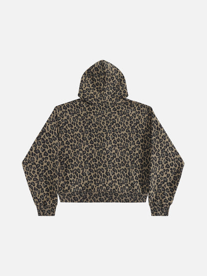 Aelfric Eden Boxy Leopard Zip Up Hoodie