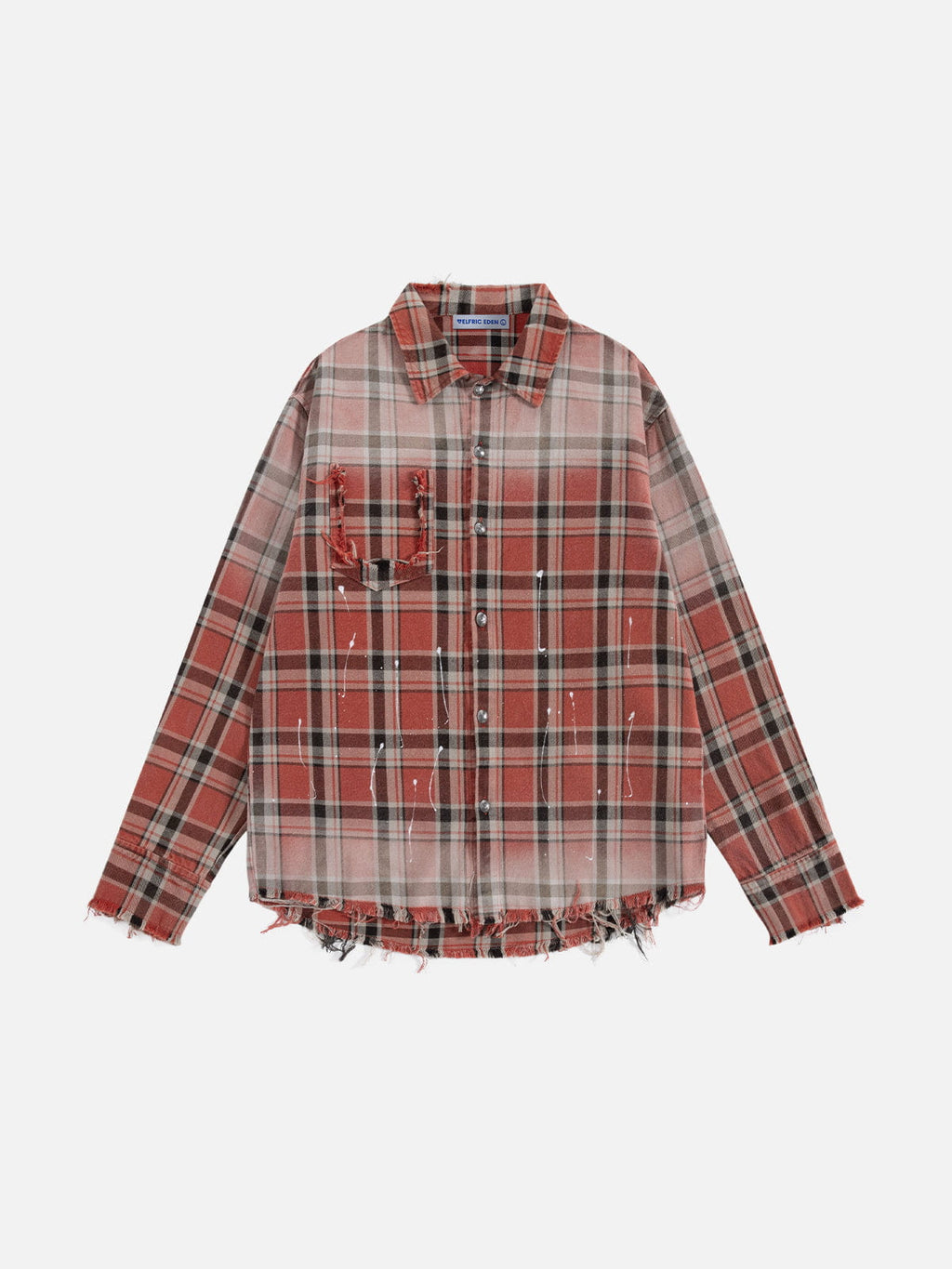 Aelfric Eden Plaid Distressed Long Sleeve Shirt