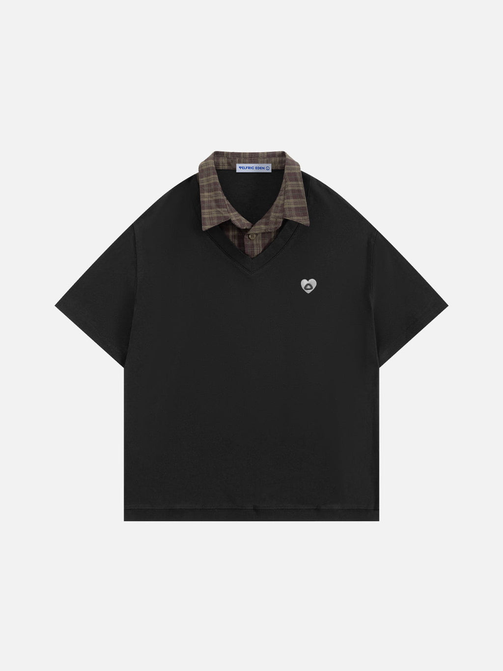Aelfric Eden Boxy Layered Plaid Polo Tee