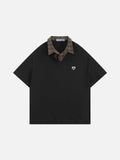 Aelfric Eden Boxy Layered Plaid Polo Tee