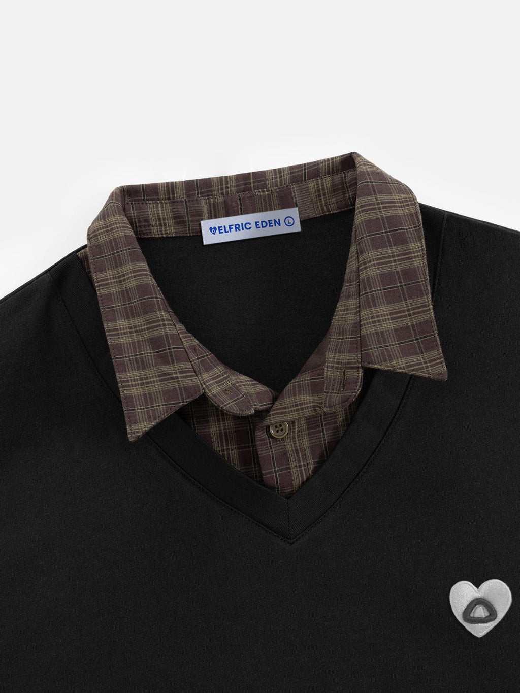Aelfric Eden Boxy Layered Plaid Polo Tee