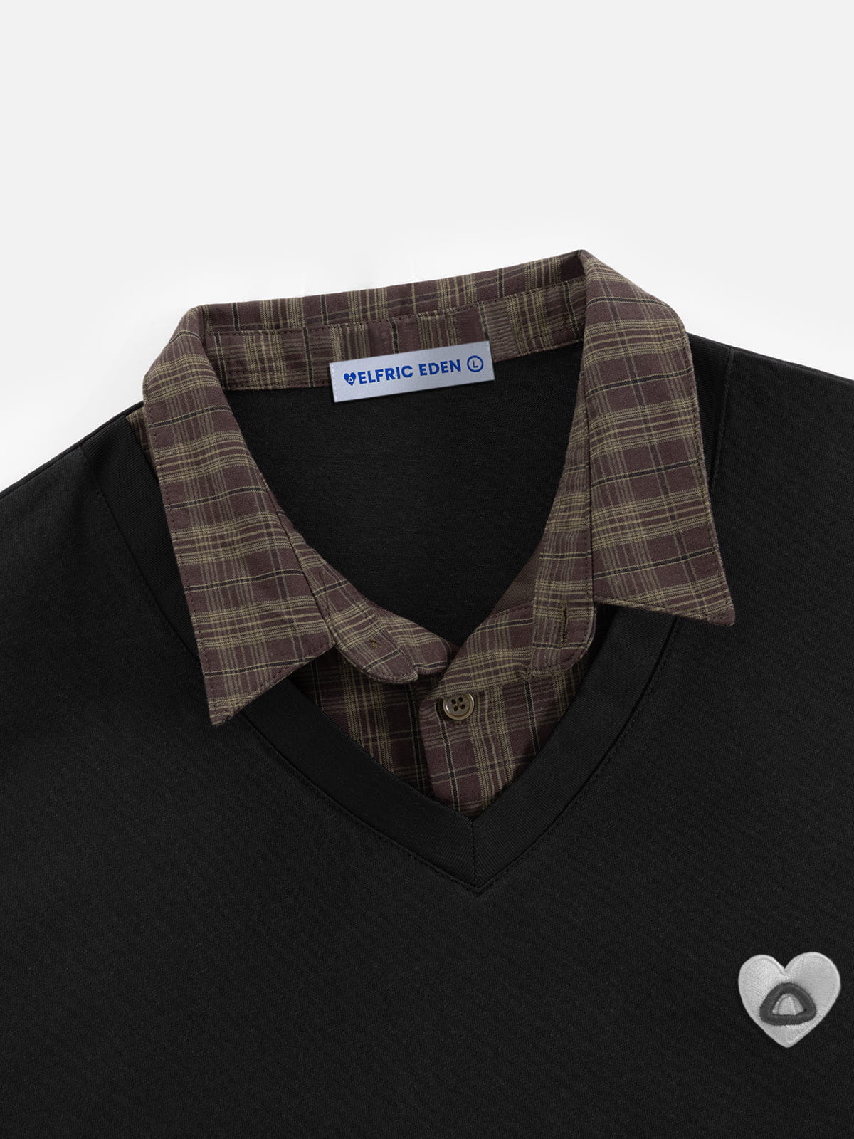 Aelfric Eden Boxy Layered Plaid Polo Tee