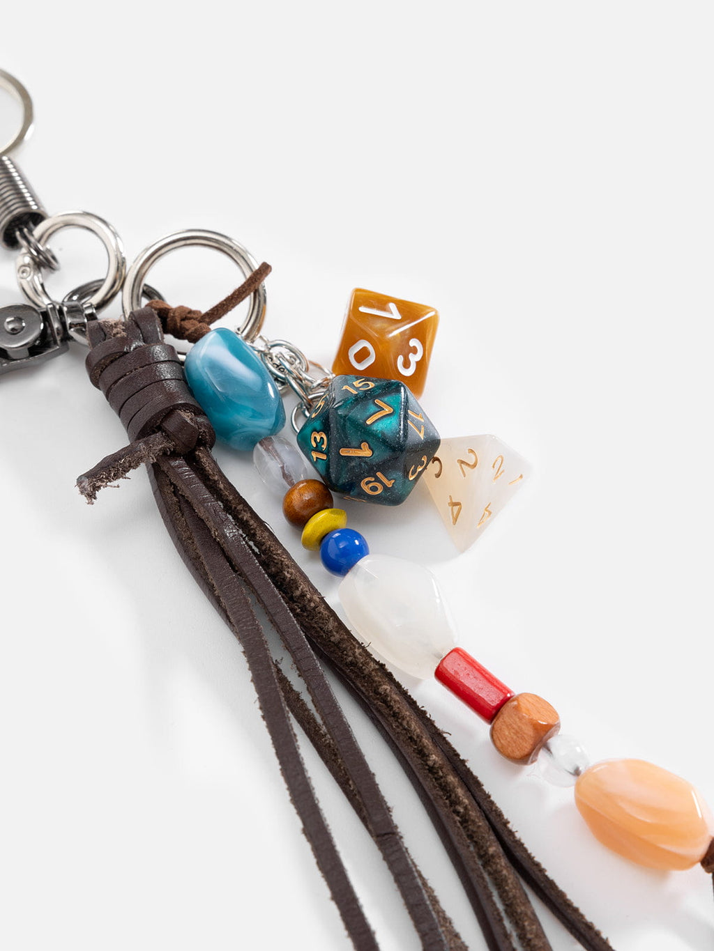 Beaded Dice Tassel Keychain