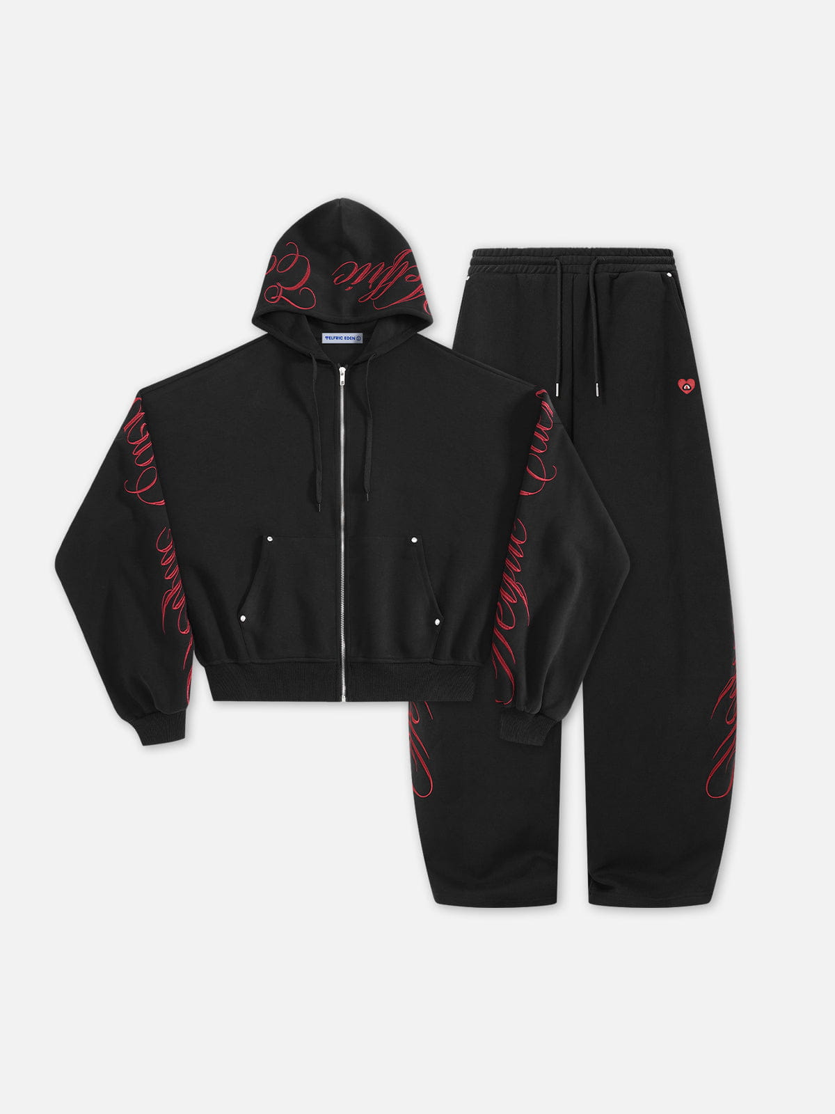Aelfric Eden Boxy Script Embroidery Hoodie Sets