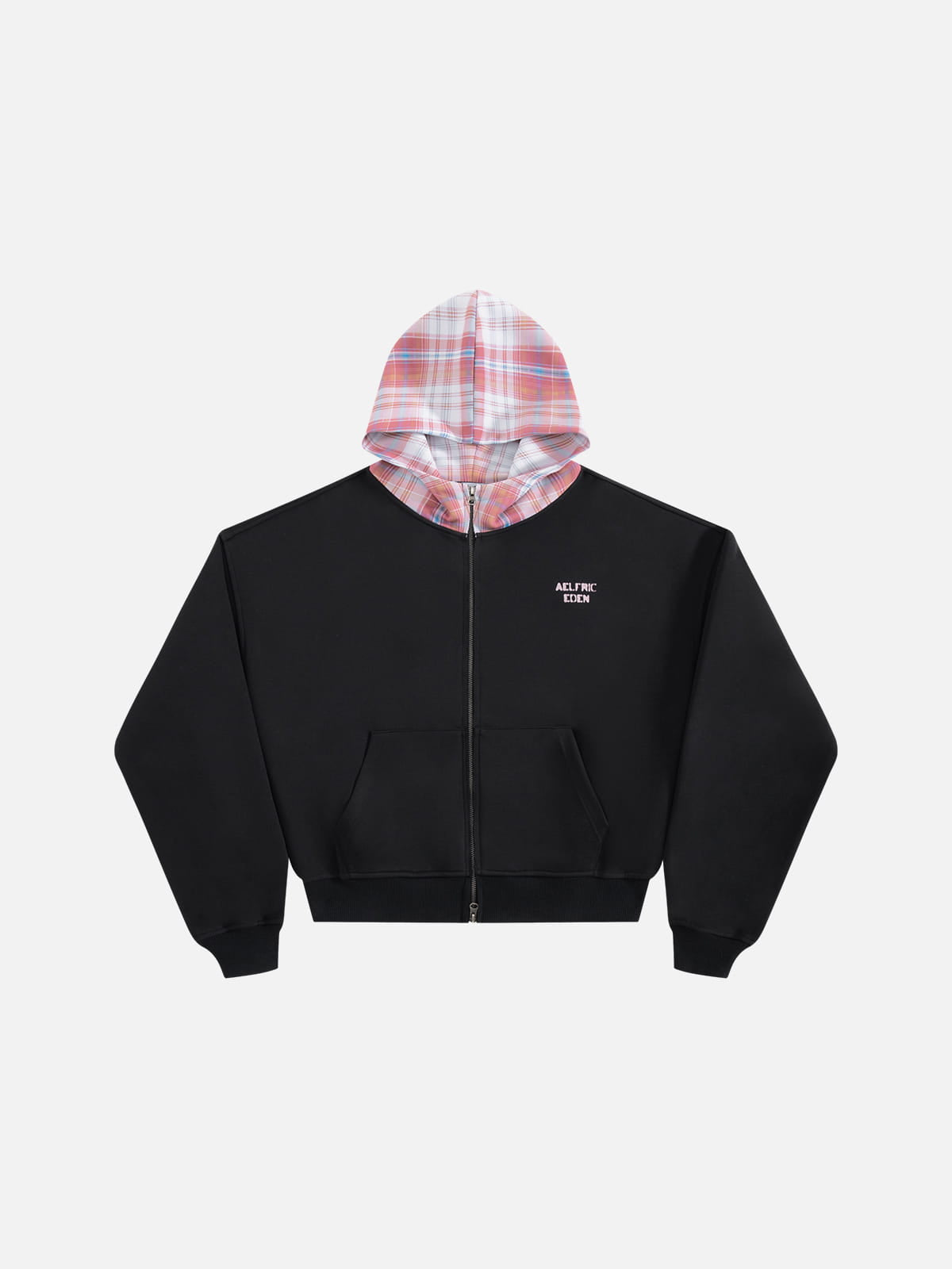 Aelfric Eden Boxy Plaid Hood Zip Up Hoodie