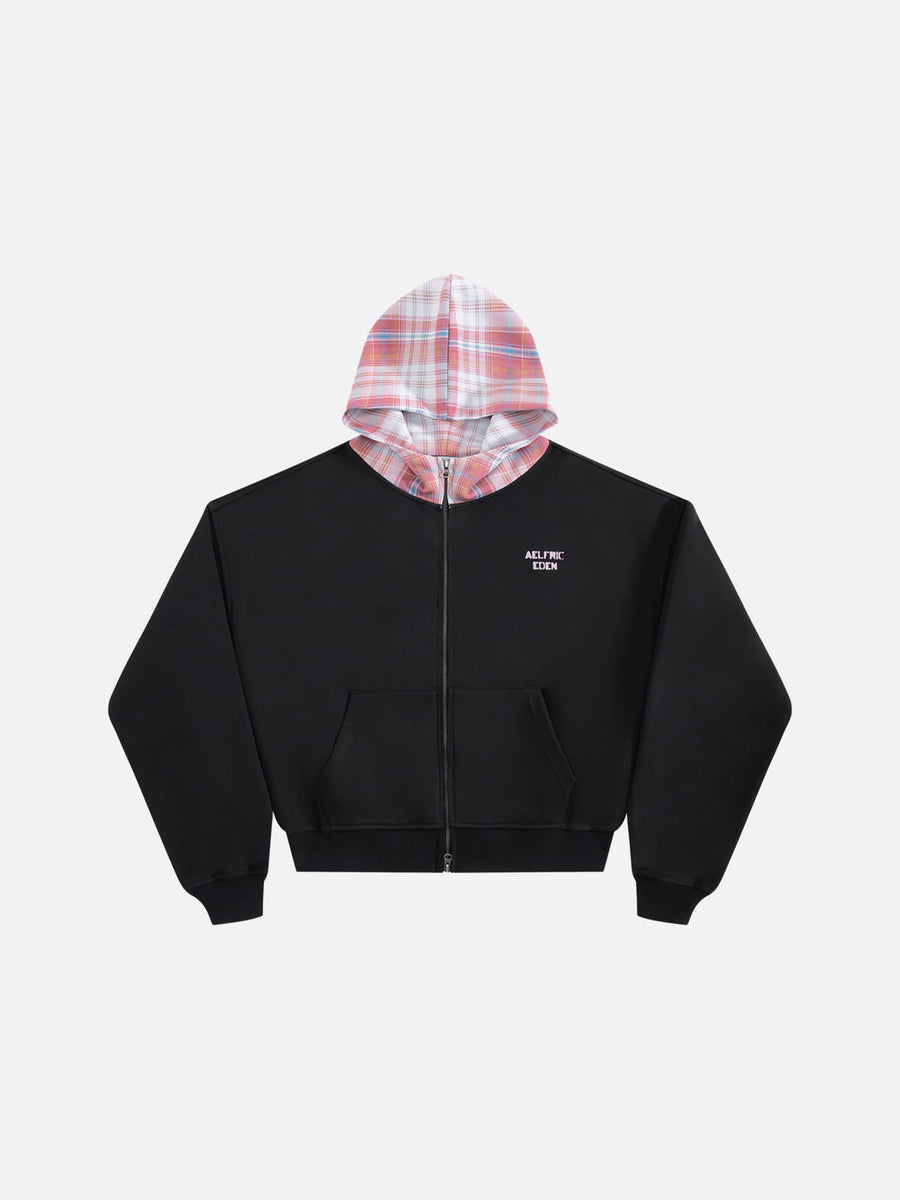 Aelfric Eden Boxy Plaid Hood Zip Up Hoodie