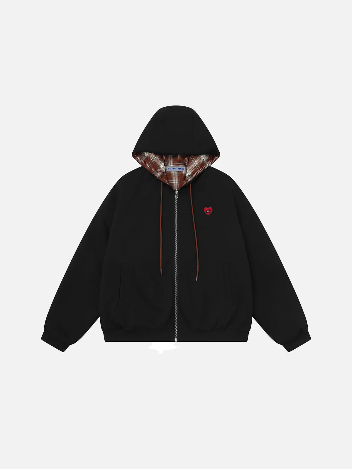 Aelfric Eden Boxy Reversible Plaid Zip Up Hoodie