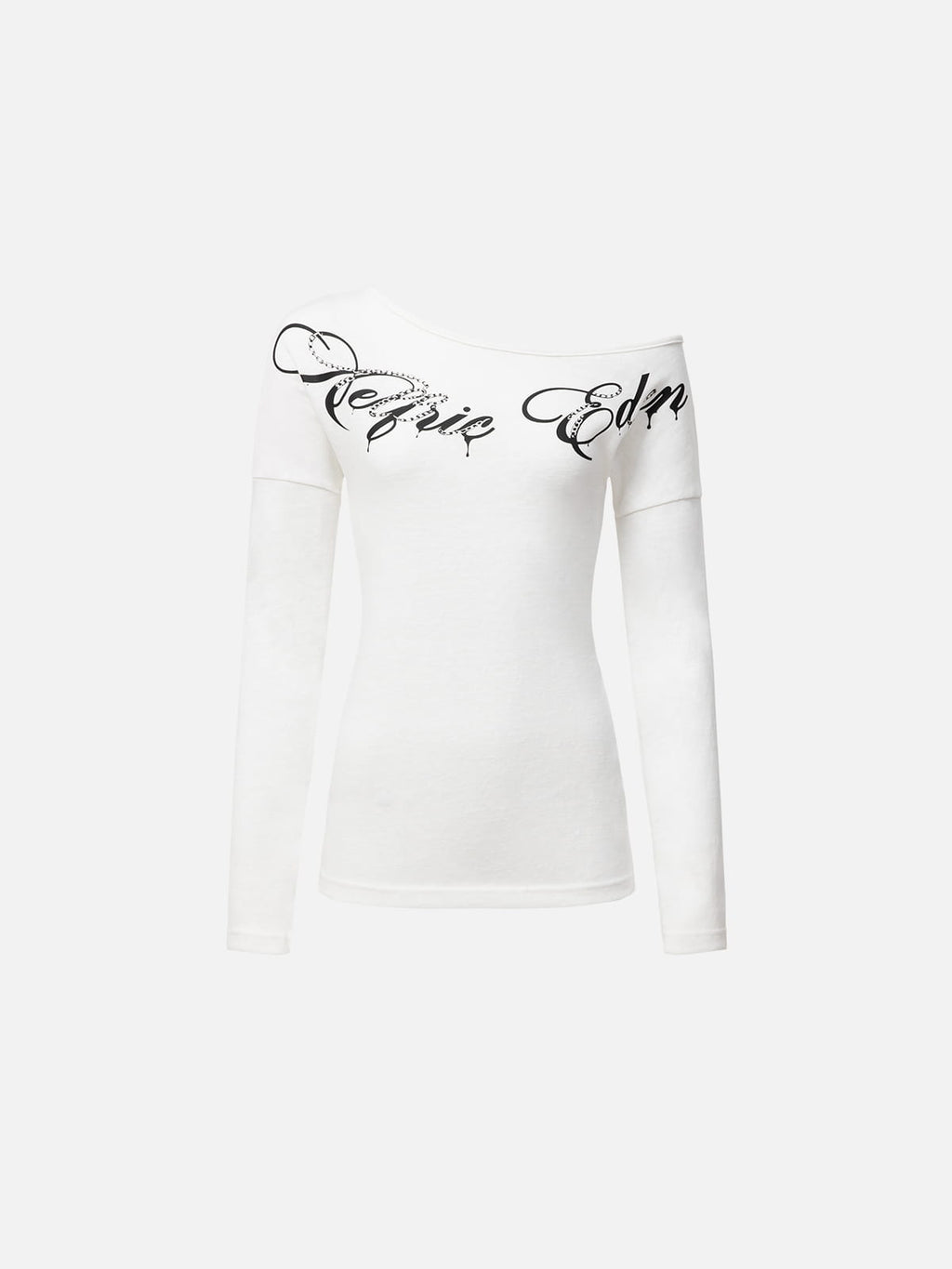 Aelfric Eden Off-The-Shoulder Script Long Sleeve Tee