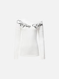 Aelfric Eden Off-The-Shoulder Script Long Sleeve Tee