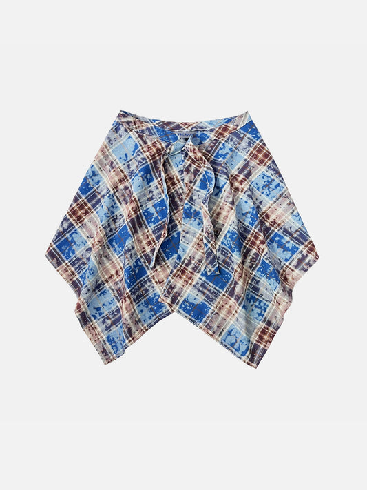 Washed Plaid Tie Waist Apron