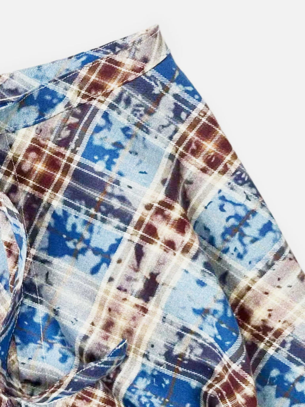 Washed Plaid Tie Waist Apron